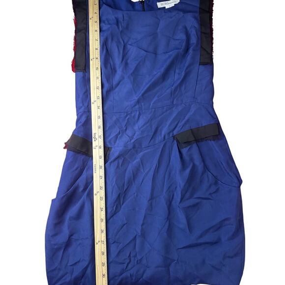 BCBGGeneration Women’s Blue Sheath Dress Size 6 Black Trim Sleeveless Pockets - Picture 4 of 5